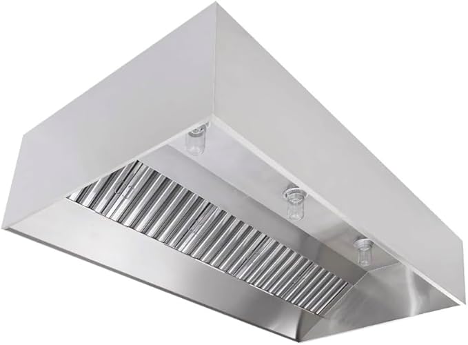 Commercial Kitchen Restaurant Duty Exhaust Hood, Wall Canopy Stainless Steel Exhaust Hood with Baffle Hood Filters, High Temperature Light Fixtures, and 16” Round Exhaust Riser (11" Long Hood)