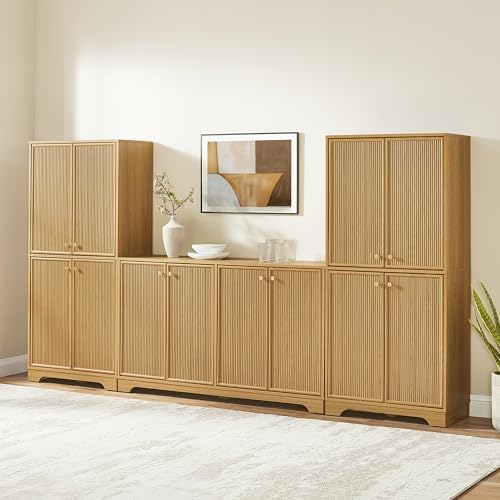 Crosley Furniture Naomi 3-Piece Reeded Pantry & Sideboard Set