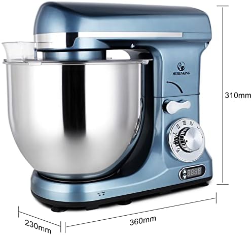 Professional Stand Mixer, 6-Qt with Timer, MK37 500W 6-Speed Tilt-Head Food Electric Mixer Kitchen Machine,Plastic (Silver Blue)