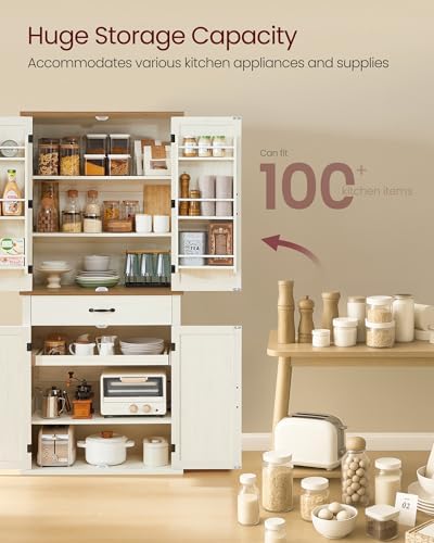 VASAGLE Pantry Cabinet, Freestanding Tall Cupboard with a Drawer