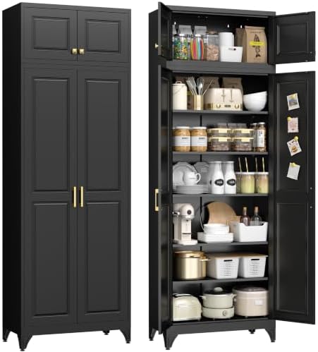 UNICOLY 90.8" Kitchen Pantry Cabinet, Metal Storage Cabinet with 5 Shelves