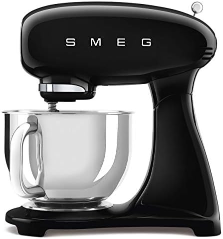 SMEG SMF03 Stand Mixer – 5 Qt Tilt-Head Mixer with Stainless Steel Bowl, 10 Speeds, Retro 50s Vintage Style – Black
