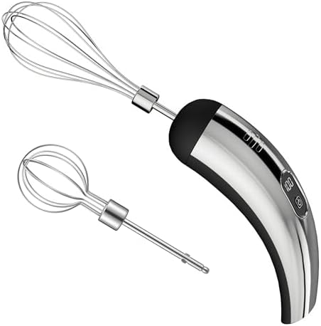 Mini Cordless Hand Mixer, 5-Speed Electric Whisk with Digital Display, USB-C Rechargeable & Silent, Portable for Drinks, Breakfast & Baking(Black)