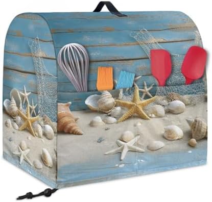 Beach Starfish Shell Print Stand Mixer Covers Kitchen Aid Mixer Cover Dust Covers with Top Handle Front Pocket Universal Fit Tilt Head and Bowl Lift Models