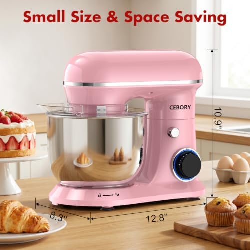 CEBORY Stand Mixer, 4QT 10+P-Speed Electric Kitchen Mixer with Bowl