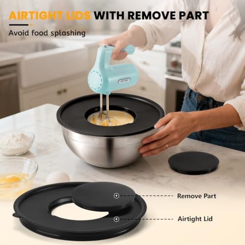 5-Speed Hand Mixer Electric With 4 Mixing Bowls Set