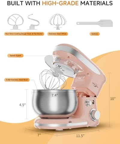Stand Mixer 3.4QT Tilt-Head Pink Mixers 6+P Tilt-Head Speed