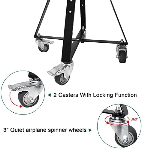 Rolling Cart for Kamado Joe Junior 13.5" Grill Stand for Kamado Joe Accessories, Rolling Nest with Heavy Duty Locking Caster Wheels Powder Coated Steel for Smoker Kamado Grill Stand Black