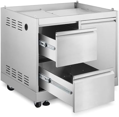 32 in. Newport Coll Grill Cabinet with Drawers, Tank Mount, Stainless Steel