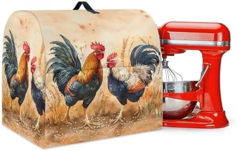 Stand Mixer Cover Dust Protector Cover Rooster Mixer Covers Compatible with 5-8 Quart Kitchen Aid Mixer Kitchen Decor Appliance Covers with 2 Pockets