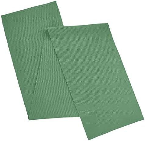 AVKA Studio 100% Cotton Ribbed Table Runner - Pack of 1-13 x 72 Inches - Green - Dining Or Kitchen Table Runner Thick Construction for Everyday Use, Picnics, Outdoor Table, Weddings, etc