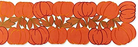 DII Fall Table Decorations Indoor Décor, Thanksgiving, Table Runner, 14x108, Embroidered Cut Work Pumpkins