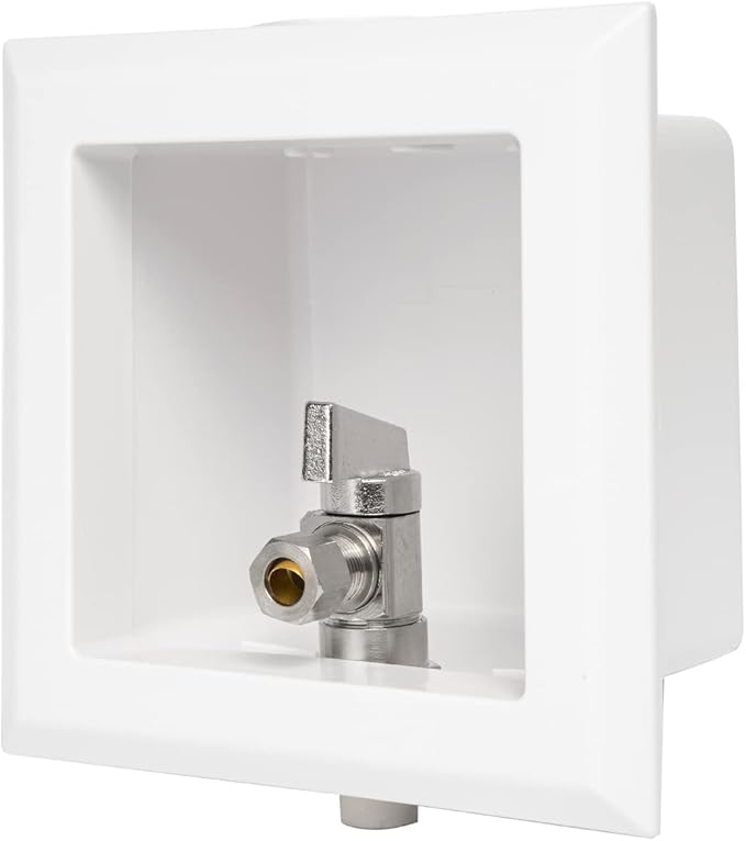 EFIELD Pre-Assembled Dishwasher Outlet Box, 1/2-Inch CPVC Inlet Connection with Installed 1/4-Turn Stop Angle Valve, Chrome Plated,(DW001)