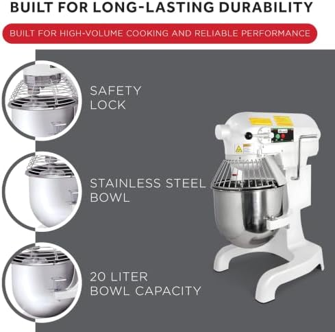 Winco 20 L Commercial-Grade Planetary Mixer with Hub