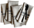 Solino Home 100% Linen Napkins, 20 x 20 in, Black, French Stripe, Set of 4