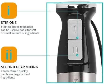 Hand Blender, Immersion Blender with Adjustable Speed, Electric Handheld Portable Stick Mixer, for Effortless Blending Smoothies Shakes Puree Round, 400W