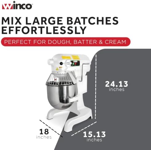 Winco 10 L White Commercial-Grade Planetary Mixer