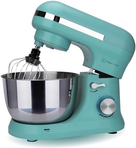 CULINARY CHEF 4.5L Stand Mixer with Stainless Steel Bowl, Tilt-Head Kitchen Electric Mixer with Dough Hook, Mixing Beater and Whisk, Splash Guard, Blue