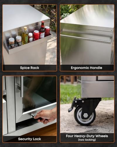 Hygrill BBQ Cart Movable Pizza Oven Table Stand, Outdoor Grill Cart