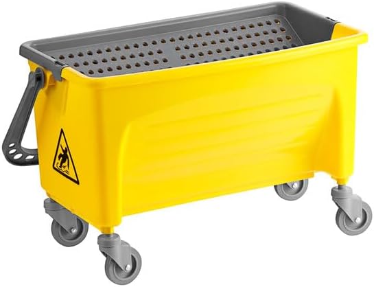 Commercial Microfiber Mop Bucket with Wringer, 44 Qt, Yellow, No-Touch Design, 4 Casters