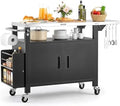VEVOR Outdoor Grill Cart with Storage Cabinet, 55.1 Inch Grill Table, Waterproof Kitchen Island with Stainless Steel Top, Shelf, and Wheels, Movable Food Prep Station for Patio Bar Backyard BBQ