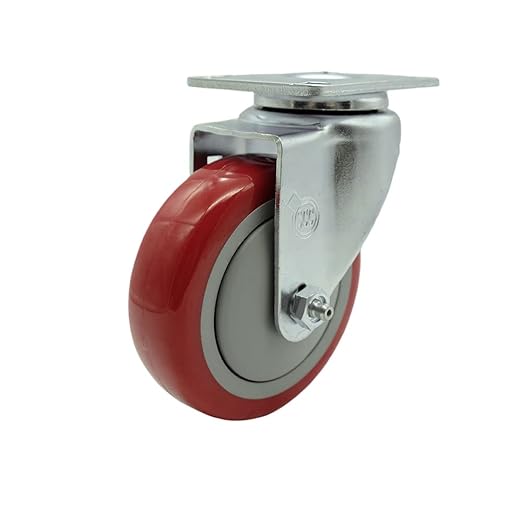 Service Caster Brand Replacement Caster for Uline Caster H-5539S-Swivel Top Plate Caster with 4 Inch Red Polyurethane Wheel-Light Duty Replacement Caster- Fits Carts, Dollies and Poly Box Truck H-1956