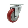 Service Caster Brand Replacement Caster for Uline Caster H-5539S-Swivel Top Plate Caster with 4 Inch Red Polyurethane Wheel-Light Duty Replacement Caster- Fits Carts, Dollies and Poly Box Truck H-1956