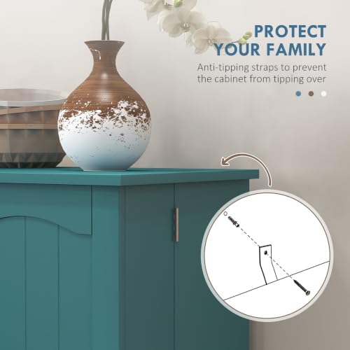 HOMCOM 41" Kitchen Pantry Storage Cabinet 12 Door Shelves Blue