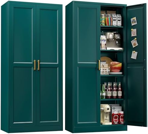 UNICOLY 71" Kitchen Pantry Cabinet, Metal Pantry Storage Cabinet with Doors