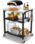 Hisencn 3-Tier Pizza Oven Table, Stainless Steel Outdoor Grill Prep Cart