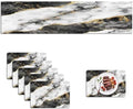 Mcalk Black Marble Table Runner and Placemats Set of 6, Marble Print Placemats, Modern Cloth Place Mats Indoor for Kitchen,Washable Linen Material for Dining Table