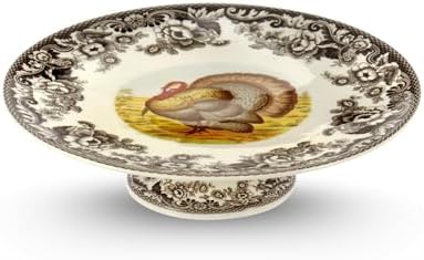 Spode Woodland Footed Cake Plate Serveware - Brown & White