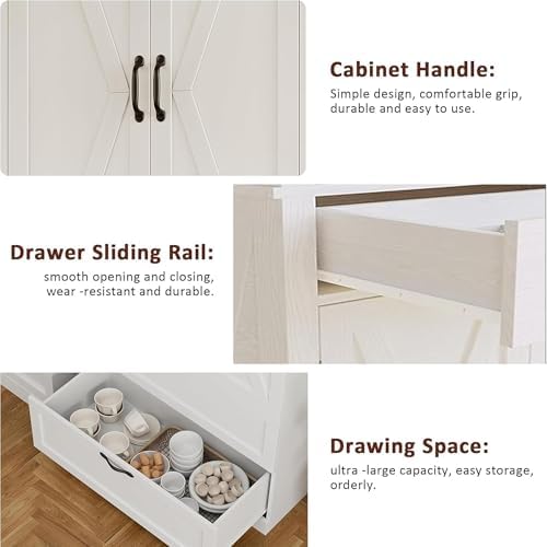IDEALHOUSE Kitchen Pantry Storage Cabinet with Barn Doors