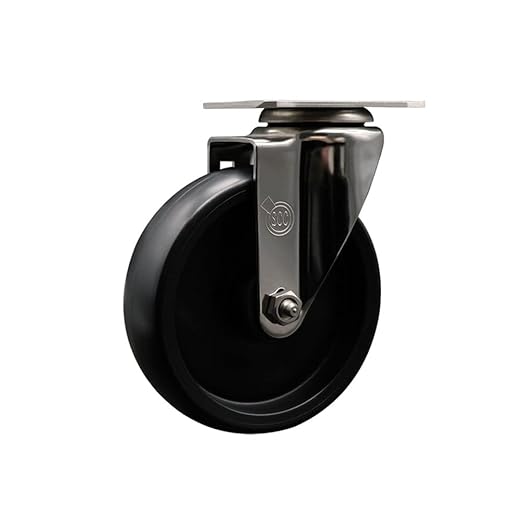 Service Caster Brand Replacement Caster for Uline Caster H-7445S-Stainless Steel Swivel Top Plate Caster with 5 Inch Polyolefin Wheel-Light Duty Replacement Caster-Fits Carts and Platform Truck H-5547