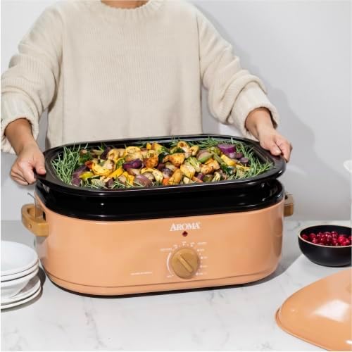 AROMA® 14Qt. Roaster Oven with High-Dome Lid, Fits 18-lb. Turkey, Adjustable Temperature Settings, Keep Warm Setting, Terra Cotta (ART-854TCH)