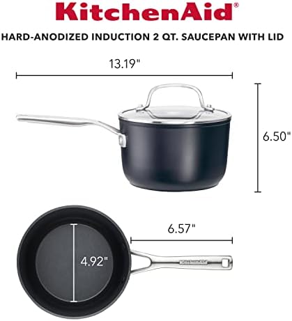 KitchenAid Hard-Anodized Induction Sauce Pan with Lid, 2-Quart Saucepan