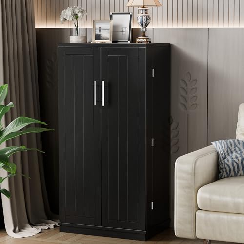 Shintenchi 47'' Kitchen Pantry Cabinet, 5-Layer Storage Cupboard, Black