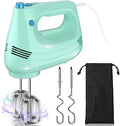 GUALIU Electric Hand Mixer, 304*(2* Beaters, 2* Dough Hooks), (1* Storage Bag) Handheld Mixer for Baking Cakes, Eggs, Cream Food Mixers, Turbo Boost /5 Speed Kitchen Blender GREEN