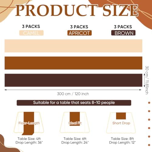 9 Pcs Fall Thanksgiving Table Runner, Boho Rustic Gauze 10ft