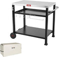 Feasto 3-Shelf Pizza Oven Table with Cover, 33.5" x 21.7", Black