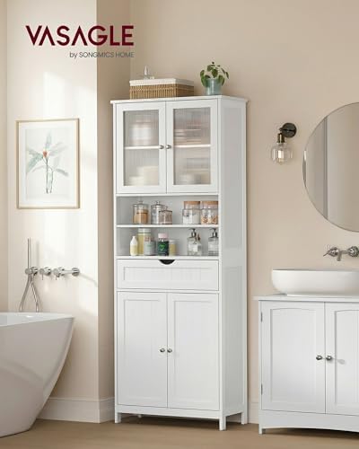 VASAGLE Storage Cabinet, Freestanding, Drawer, Open Compartments