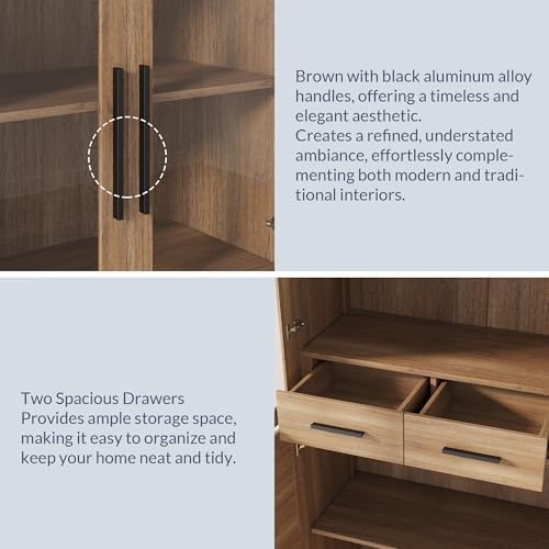 BELLEZE 72" Tall Kitchen Pantry Cabinet - Camel