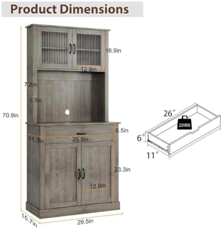 IDEALHOUSE Kitchen Pantry Cabinet with Microwave Stand
