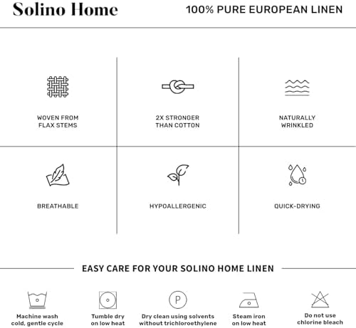 Solino Home 100% Linen Napkins, 20 x 20 in, Black, French Stripe, Set of 4