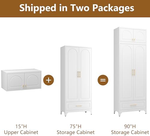Polup Kitchen Pantry Cabinet, 90" Tall Metal Storage Cabinet with Drawer