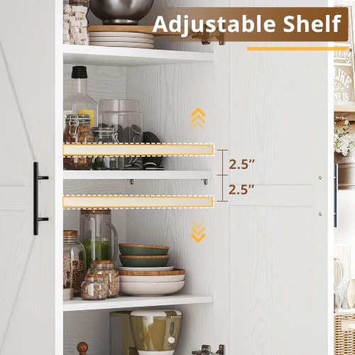 IRONCK Pantry Cabinet, 69 inch Tall Storage Cabinet with 3 Drawers, White