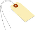 SmartSign Blank Manila Shipping Tags with Wire, Size-2, Pack of 100, 13pt Thick Prewired Cardstock Tag, 3.25 x 1.625 inch Paper Hang Tags with Reinforced Fiber Patch