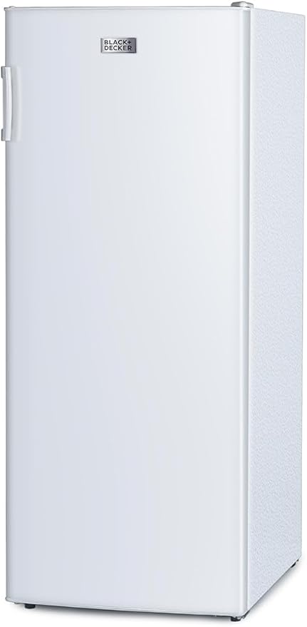 BLACK+DECKER 10 Cu. Ft. Upright Freezer, Stand Up Freezer with Mechanical Temperature Control, Freezer Upright with 3 Shelves and 4 Door Bins, Manual Defrost, R600a Refrigerant, BUF1000LW, White