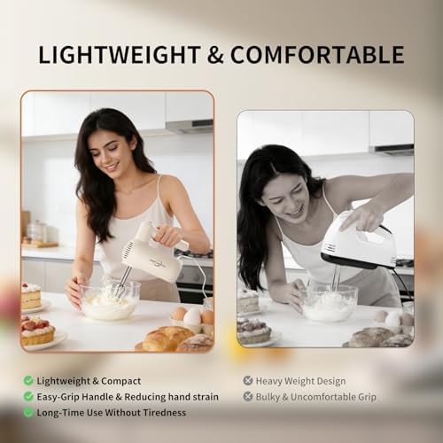 Hand Mixer Electric 5-Speed Upgraded Motor Turbo White