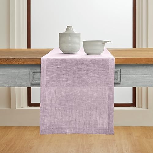 Solino Home 100% Pure Linen Table Runner Lavender Long, Athena 14 x 120 in